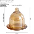 Vintage French style amber glass storage dome jar with smooth base plate and lid - Glass Cake Cover Lemon Cover - Round Edge / Amber