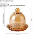 French retro amber glass cloche with beaded tray for cotton pad storage and decor - Glass Cake Cover Lemon Cover - Lace Edge / Amber