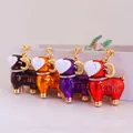 Porte-clés créatifs en émail en forme de mouton avec strass brillants et accents dorés - Couleur Aléatoire
