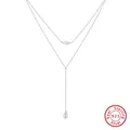 Elegant s925 sterling silver multi-layer necklace with dainty white pearls for women - BQN27-2-Layer Pearl / Silver