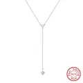 Elegant s925 sterling silver Y-shaped necklace with dainty pearls and a star pendant - BQN28-Star & Pearl / Silver