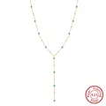 Elegant s925 sterling silver gold-plated Y-necklace featuring vibrant turquoise beads. - BQN34-Turquoise Style Y-Chain / Gold