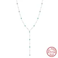Elegant S925 sterling silver Y-shaped necklace featuring vibrant turquoise beads - BQN34-Turquoise Style Y-Chain / Silver