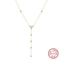 Elegant 18K gold plated S925 sterling silver Y-shaped necklace with marquise crystals - BQN38-Clover Y-Chain / Gold
