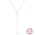Elegant minimalist Y-shaped s925 sterling silver necklace with 18k gold plating for women - BQN42-3-Disc Y-Chain / Gold
