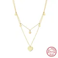 Gold-plated s925 sterling silver layered necklace with star charms and heart pendant - BQN46-Star & Heart Layered / Gold