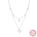 Premium multilayer S925 sterling silver necklace with heart and star charm pendants - BQN46-Star & Heart Layered / Silver