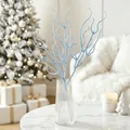 Branche décorative scintillante à paillettes bleu clair pour centres de table de fête - 34cm-7g / Rose bonbon