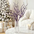 Branche artificielle à paillettes violettes pour une décoration de fête élégante - 34cm-7g / Violet foncé