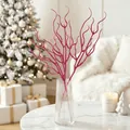 Branches artificielles à paillettes roses pour une décoration festive de maison - 34cm-7g / Rouge Rose