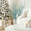 Branches décoratives élégantes à paillettes bleues pour décoration de fête et maison - 34cm-7g / Bleu Sarcelle