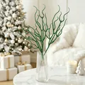 Branches décoratives à paillettes vertes dans un vase pour la décoration de fête - 34cm-7g / Vert de Noël