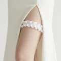 Elegant white ruffled bridal garter wedding leg band accessory for brides and formal gowns - Simple White Satin Pleated Style (GS-J037)