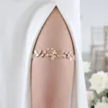 Luxury bridal garter with golden leaves, pearls and shimmering crystals for weddings - Gold Vine Pearl Rhinestone Style (GS-J014)