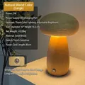 Moderne wiederaufladbare Pilz-LED-Nachtlampe aus Massivholz mit Touch-Sensor-Steuerung - Holzfarbe Groß