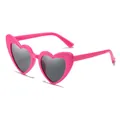 Trendy pink heart-shaped women's sunglasses for a stylish and retro fashion look - Rose Red Frame Grey Lens