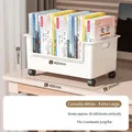 Extra large white storage bin with wheels for desk book organization - XL Table Storage Box with Wheels / Camellia White