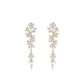 Elegant gold-plated floral drop earrings with marquise and round crystal design. - Black Center Rose (No. 31) / Rose Gold