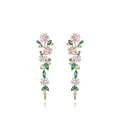 Elegant floral drop earrings with colorful zircons in a light luxury alloy design - Butterfly Pearl Hollow / Gold