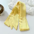 Elegant yellow narrow silk ribbon scarf for hair accessories and bag handle decoration - 200cm / Cheese Yellow