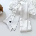Elegant solid white skinny silk scarf ribbon for bag handle decoration and hair styling - 200cm / Pure White