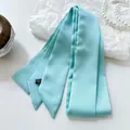 Elegant light blue solid color narrow silk scarf ribbon for handbag handles and hair - 200cm / Mint Green
