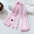 Elegant pink skinny silk scarf ribbon for hair and handbag handle accessories - 200cm / Sakura Pink