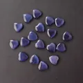 Polished purple heart shaped gemstones with cat's eye chatoyancy effect for jewelry making - Purple Cat Eye