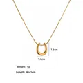 Minimalist 18K gold plated U-shaped pendant necklace with size and weight specs - U-Shape Necklace (XKN6176) / Gold