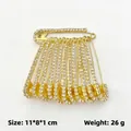 Épingles de sûreté plaquées or avec zircons, pack de 10 variante SKU de qualité - Lot de 12 / Or Zircon Blanc