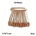 Lot de 10 broches épingles de nourrice élégantes en or rose avec zircons brillants - Lot de 12 / Or Rose Zircon Blanc