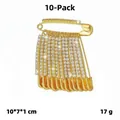 Lot de 10 épingles de sûreté dorées avec zircons étincelants pour femmes et filles - Lot de 10 / Or Zircon Blanc