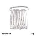 Lot de 10 broches épingles de nourrice en zircone argentée pour la taille - Lot de 10 / Argent Strass Blanc