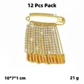 Lot de broches épingles de sûreté dorées avec zircons pour serrer la taille - Lot de 12 / Or Zircon Blanc