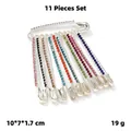 Lot de 11 épingles de sûreté colorées en cuivre plaqué avec strass pour la taille - Pack de 11 / Argent/Zircone AB