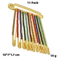 Lot de 11 broches épingles à strass colorés pour ajustement et décor de vêtements - Pack de 11 / Or avec zircon multicolore