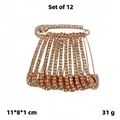 Lot de 12 épingles de sûreté en strass or rose pour ajuster la taille des vêtements - Forme J / Lot de 10 / Base Or Rose Blanc Zirconia