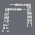 Elegant silver-toned luxury zircon tassel barrettes set for stylish women hairstyles - Heavy Tassel Hair Pin (HS-J7484S) / Silver