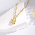 Collana con ciondolo a lucchetto in argento sterling 925 dorato con catena spessa - Argento 925 / Oro