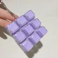 Purple 9-key mechanical keyboard keycap fidget toy keychain with clear double caps - 9-Key Transparent Shell - Purple (Double Layer Cap)