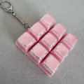 Pink 9-key mechanical switch fidget toy keychain with double-layer caps for stress relief - 9-Key Pink Shell - Pink (Double Layer Cap)