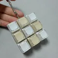 White and beige 9-key mechanical keyboard keycap fidget toy keychain for stress relief - 9-Key Transparent Shell - Double Layer Cap (Beige/White)