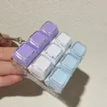Handheld 3x3 mechanical keyboard keycap fidget toy keychain in purple white blue colors - 9-Key Transparent Shell - Double Layer Cap (Purple/White/Blue)