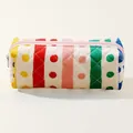 Quilted cotton pencil case with colorful stripes and polka dots, vibrant storage bag for pens - Striped Dots