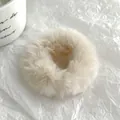 Large plush scrunchie in cream beige for autumn and winter hair styling - Light Khaki