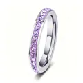 Elegant stainless steel eternity ring with vibrant purple crystal inlay in SKU view. - Purple