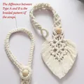 Bohemian hand-woven macrame curtain tieback made of off-white cotton rope and beads - Style B Woven Pattern / Gray