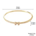 Elegant gold-toned bangle bracelet with pavé-set stones and H-motif motif dimensions - Style C Gold