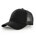 Klassischer schwarzer Mesh-Trucker-Hut mit gebogener Krempe für optimalen Sonnenschutz - Verstellbar / Schwarz + Schwarz