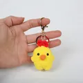 Handmade crochet cute yellow chicken keychain with gold clasp for bag charm accessory - Chicken (Gold Clasp)